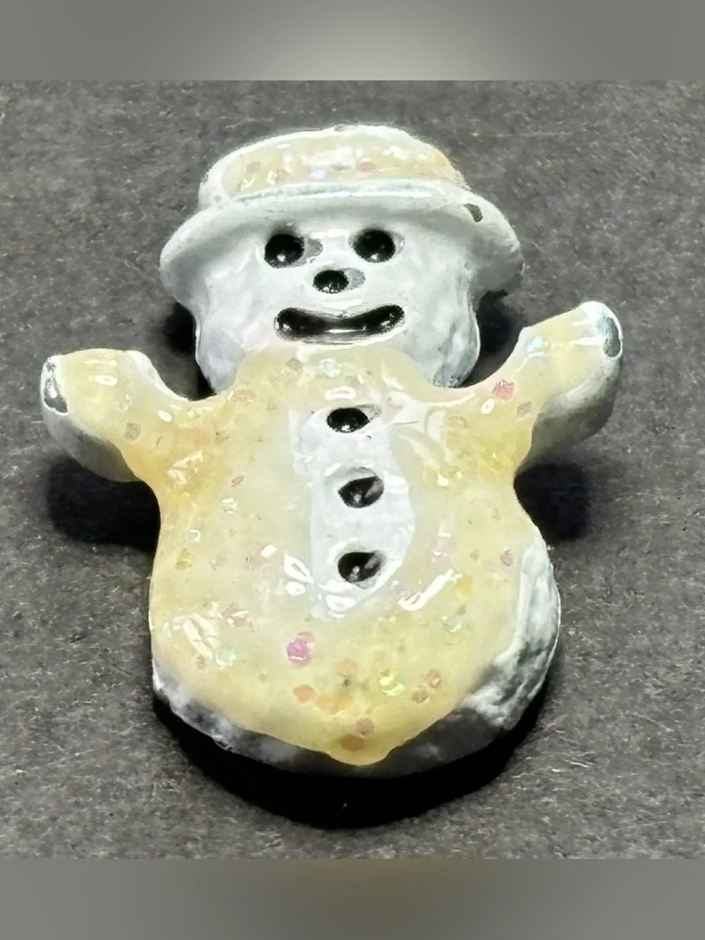 Kids Iridescent White Snowman Stud Earrings